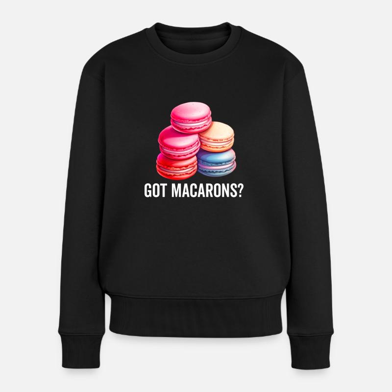 Macarons Biscuits Boulanger Dessert Français Drôle - Pull Premium bio Femme - noir