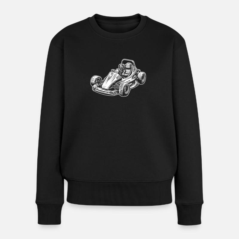 Go Kart Kartfahren Kartfahrer - Frauen Premium Bio Pullover - Schwarz