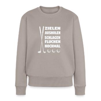 Golfspieler Sport Golfsport Geschenk - Frauen Premium Bio Pullover - Taupe - Vorne - Julia (174cm)