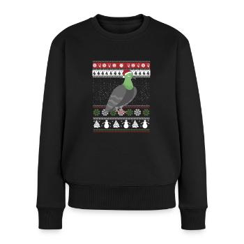 Ugly Christmas Taube - Frauen Premium Bio Pullover - Schwarz - Vorne - Julia (174cm)
