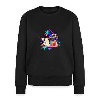Verärgerte Katze am Baum - Frauen Premium Bio Pullover - Schwarz - Vorne - Julia (174cm)