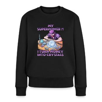 Spaßige Kristallmanufaktur Kristalle Züchten - Frauen Premium Bio Pullover - Schwarz - Vorne - Julia (174cm)