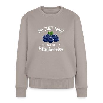 Heidelbeere Frucht Blaubeere - Frauen Premium Bio Pullover - Taupe - Vorne - Julia (174cm)