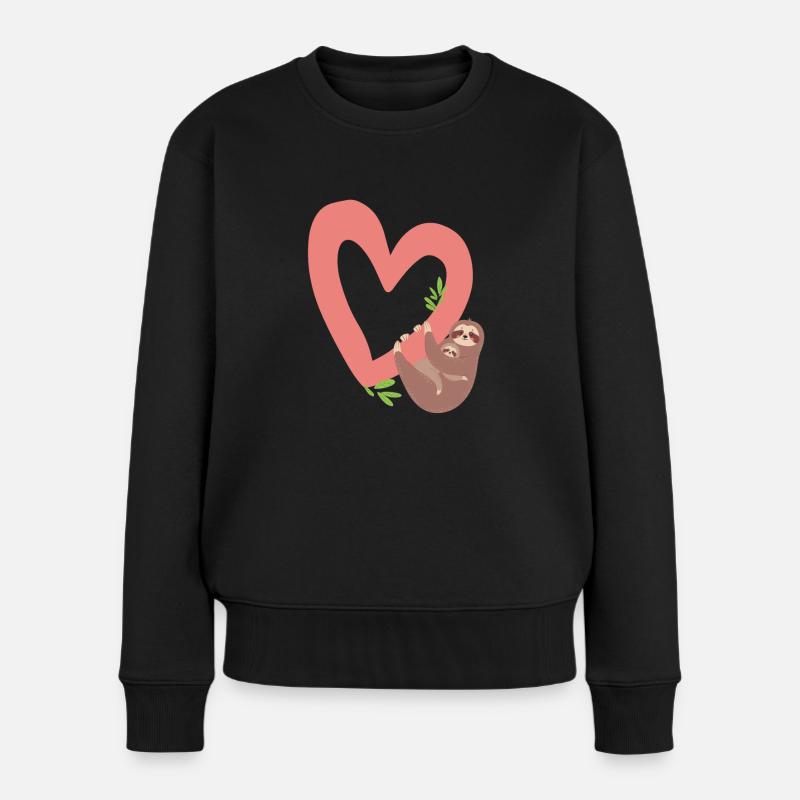 Faultier Valentinstag Faultier Faultier Valentin - Frauen Premium Bio Pullover - Schwarz
