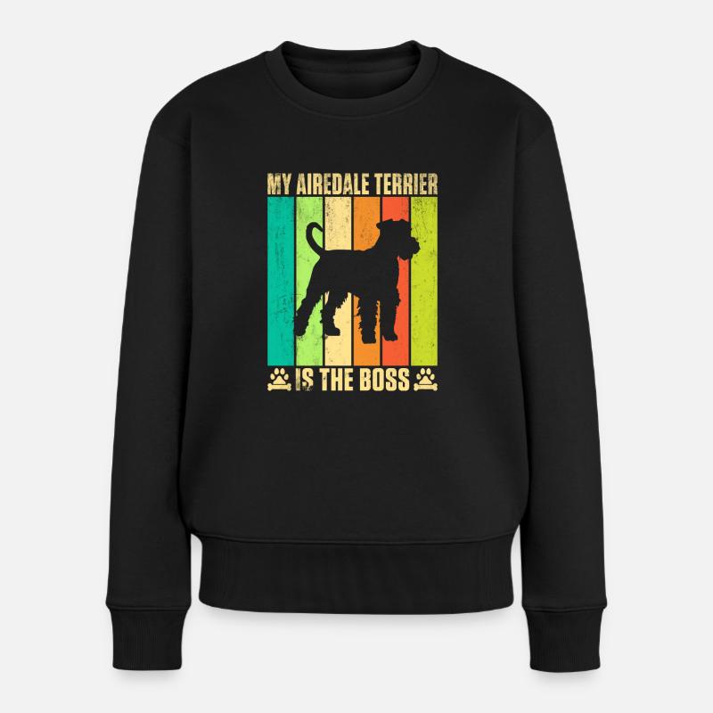 Airedale Terrier Gifts - Frauen Premium Bio Pullover - Schwarz