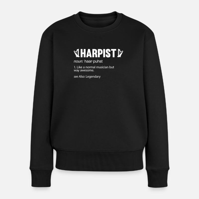 Harfenspieler Harfe Musik Harfenist - Frauen Premium Bio Pullover - Schwarz