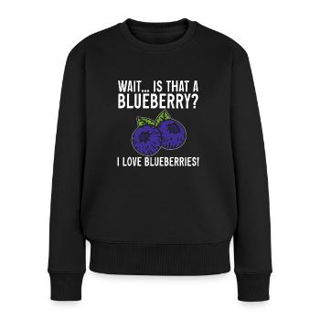 Heidelbeere Frucht Blaubeere - Frauen Premium Bio Pullover - Schwarz - Vorne - Julia (174cm)