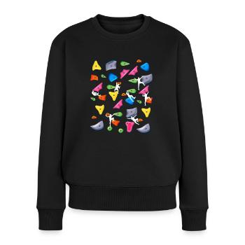 Klettern - Bouldern Boulder - Frauen Premium Bio Pullover - Schwarz - Vorne - Julia (174cm)