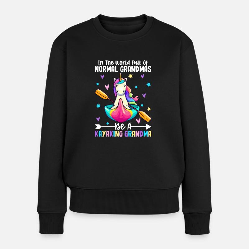 Kajakfahrerin beim Paddeln - Frauen Premium Bio Pullover - Schwarz
