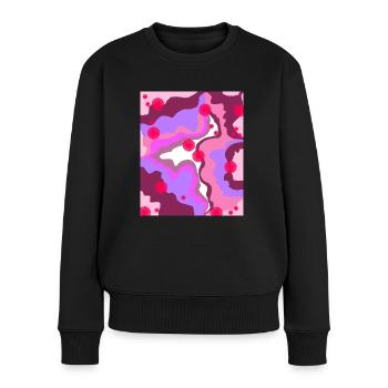 Retro-Druck - Frauen Premium Bio Pullover - Schwarz - Vorne - Julia (174cm)