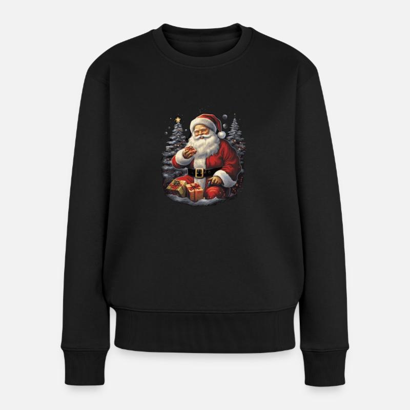 Lustiger Weihnachtsmann zu Weihnachten - Frauen Premium Bio Pullover - Schwarz