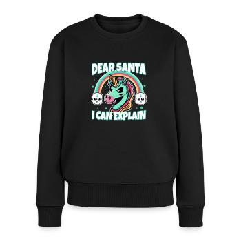 Dear santa i can explain - Frauen Premium Bio Pullover - Schwarz - Vorne - Julia (174cm)