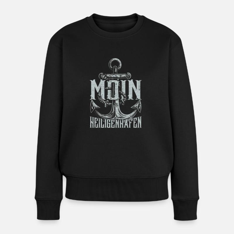 Moin Heiligenhafen - Frauen Premium Bio Pullover - Schwarz