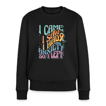 Peinliche soziale Angst Ich kam, ich sah, dass ich Angst hatte - Frauen Premium Bio Pullover - Schwarz - Vorne - Julia (174cm)