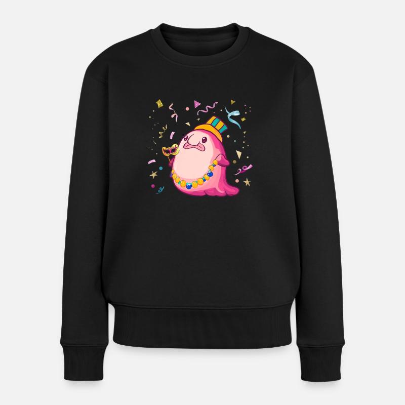 Kawaii Blobfisch Karneval - Frauen Premium Bio Pullover - Schwarz