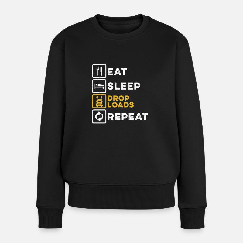 Spis søvn Gentag lastbilchauffør vittighed siger trucker - Premium økologisk sweatshirt til kvinder - sort