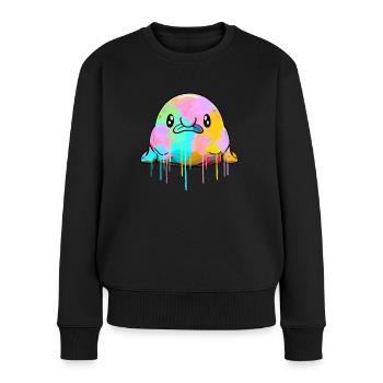Kawaii Blobfish dégoulinant de peinture - Pull Premium bio Femme - noir - Devant - Julia (174cm)