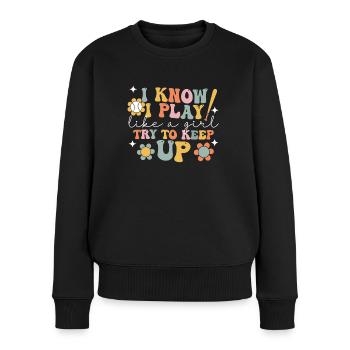 Groovy Baseball Fille Joueuse - Pull Premium bio Femme - noir - Devant - Julia (174cm)