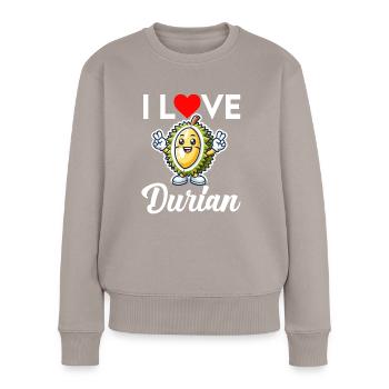 Durian Fruit Lover Drôle Durio Zibethinus Hommes - Pull Premium bio Femme - taupe - Devant - Julia (174cm)