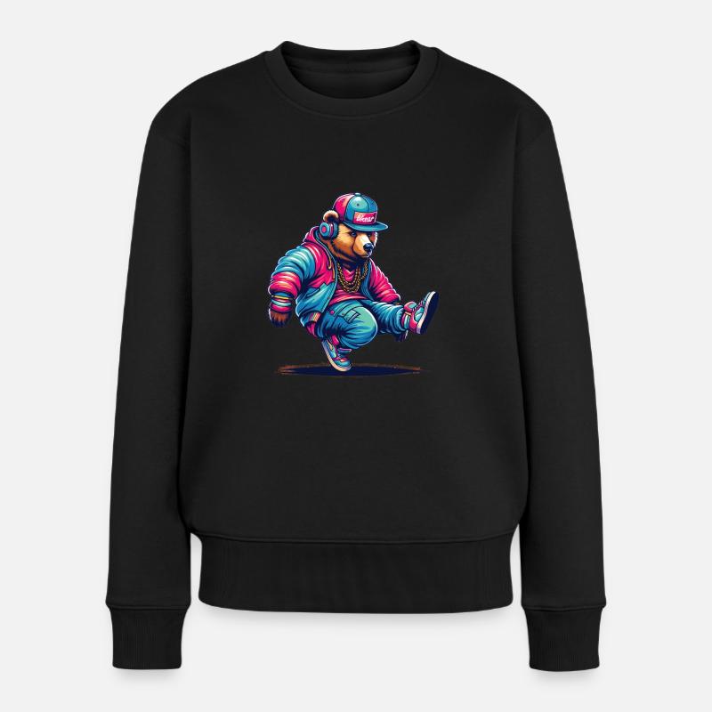 Ours, Ours, Tête D’ours, Ours, Ours Brun, Ours - Pull Premium bio Femme - noir