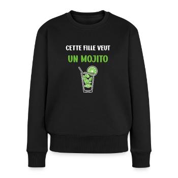 Cette fille veut un mojito - Pull Premium bio Femme - noir - Devant - Julia (174cm)