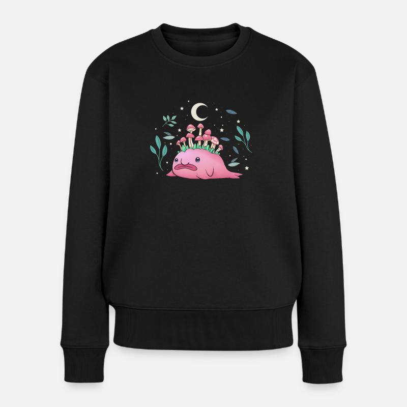 Cottagecore Blobfisch Witchy - Frauen Premium Bio Pullover - Schwarz