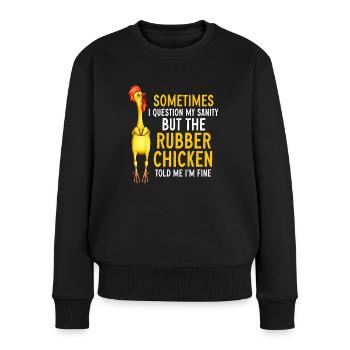 Gummihuhn Kostüm Spielzeug Gummihuhn - Frauen Premium Bio Pullover - Schwarz - Vorne - Julia (174cm)
