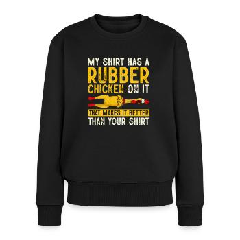 Gummihuhn Kostüm Spielzeug Gummihuhn - Frauen Premium Bio Pullover - Schwarz - Vorne - Julia (174cm)