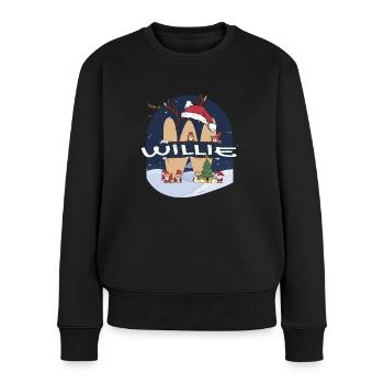 Toller Willie-Name mit Weihnachtsmütze im Weihnachtsthema - Frauen Premium Bio Pullover - Schwarz - Vorne - Julia (174cm)