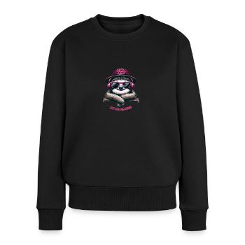 Comic Faultier auf Ast am Chillen - Frauen Premium Bio Pullover - Schwarz - Vorne - Julia (174cm)