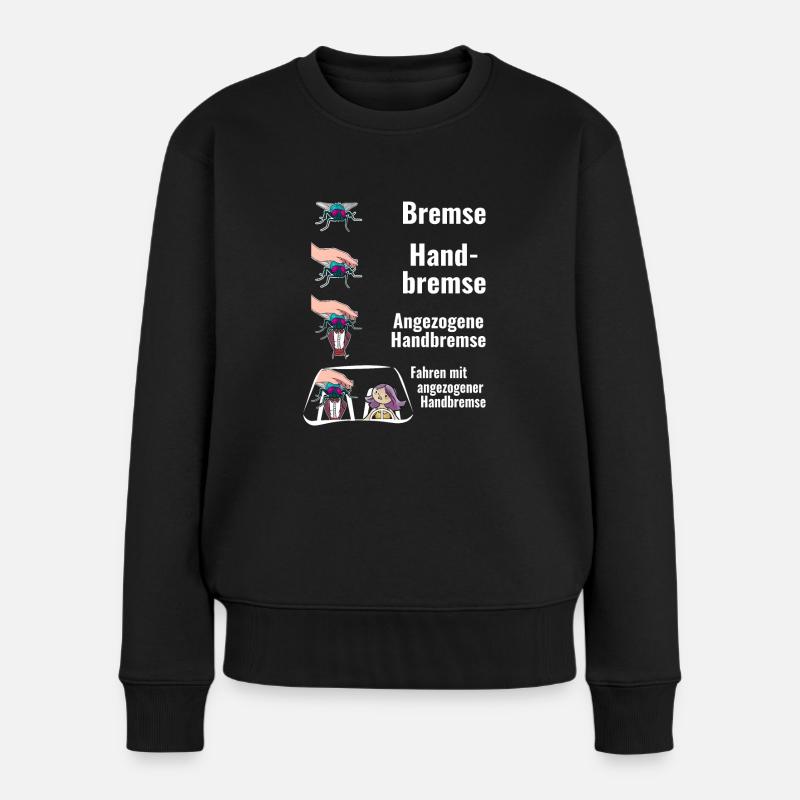 Bremse Humor Fliege Meme - Frauen Premium Bio Pullover - Schwarz