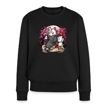Samurai Kitsune - Frauen Premium Bio Pullover - Schwarz - Vorne - Julia (174cm)