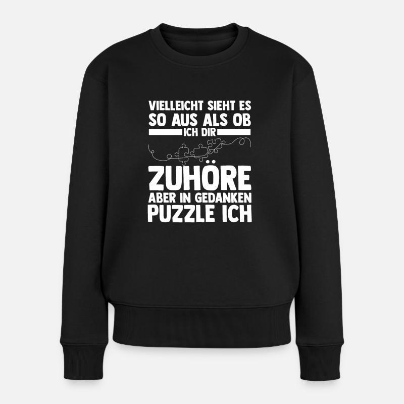 Puzzlefan Puzzler Puzzleteile Puzzle - Frauen Premium Bio Pullover - Schwarz