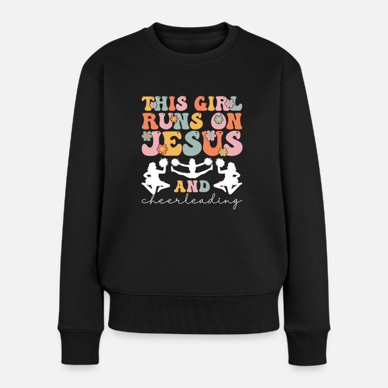 Groovy Cheerleader - Frauen Premium Bio Pullover - Schwarz