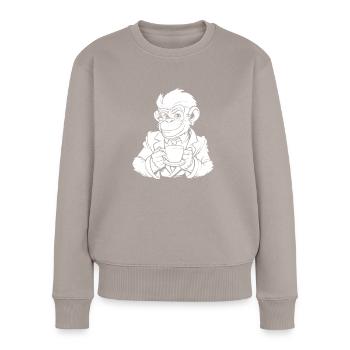 Café de singe - Pull Premium bio Femme - taupe - Devant - Julia (174cm)
