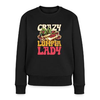 Crazy Lumpia Lady - Frauen Premium Bio Pullover - Schwarz - Vorne - Julia (174cm)