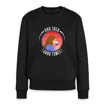 Mauvaise idée, bons moments - Pull Premium bio Femme - noir - Devant - Julia (174cm)
