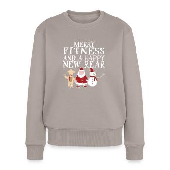 Joyeux Fitness Et Un Joyeux Noël De Gym Arrière - Pull Premium bio Femme - taupe - Devant - Julia (174cm)