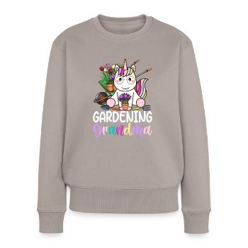 Jardinière Amoureuse Des Plantes - Pull Premium bio Femme - taupe - Devant - Julia (174cm)