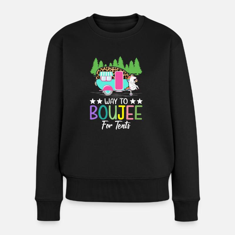 Boujee Camping Weiblicher Glamper - Frauen Premium Bio Pullover - Schwarz