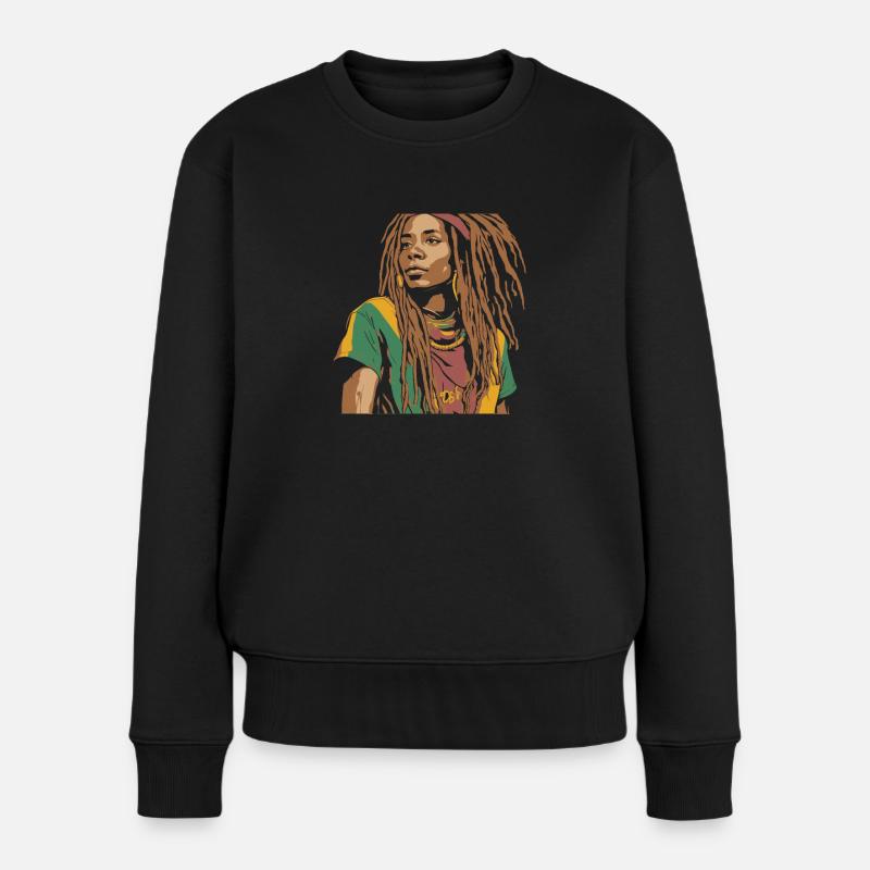 Rasta Haare Dreadlocks Dreads - Frauen Premium Bio Pullover - Schwarz