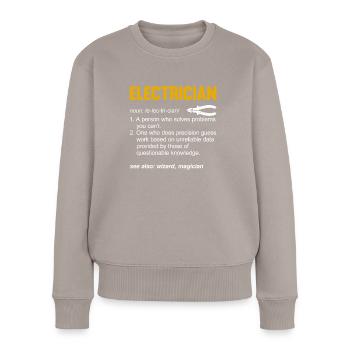 Elektriker Spruch Elektrikergeselle - Frauen Premium Bio Pullover - Taupe - Vorne - Julia (174cm)