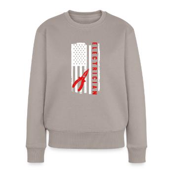Elektriker Spruch Elektrikergeselle - Frauen Premium Bio Pullover - Taupe - Vorne - Julia (174cm)