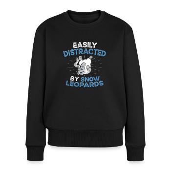 Schneeleopard - Frauen Premium Bio Pullover - Schwarz - Vorne - Julia (174cm)