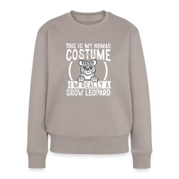 Schneeleopard - Frauen Premium Bio Pullover - Taupe - Vorne - Julia (174cm)