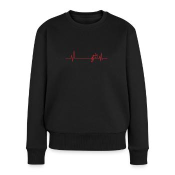 Ligne Heartbeat avec musique de clé - Pull Premium bio Femme - noir - Devant - Julia (174cm)