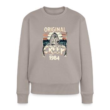 Vintage Creep depuis 1984 - anniversaire d’horreur rétro - Pull Premium bio Femme - taupe - Devant - Julia (174cm)