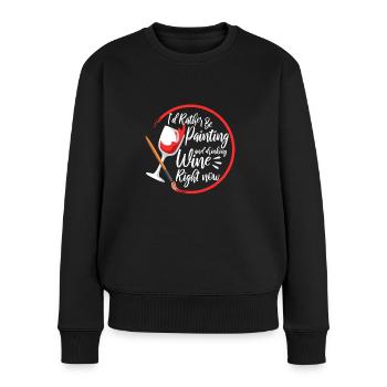 I'd Rather Be Painting and drinking wine Right Now - Frauen Premium Bio Pullover - Schwarz - Vorne - Julia (174cm)
