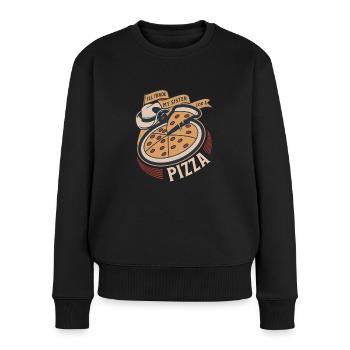 J’échangerai ma sœur contre une pizza. - Pull Premium bio Femme - noir - Devant - Julia (174cm)