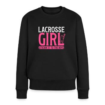 Lacrosse Girl Lax Girl Spieler Frauen - Frauen Premium Bio Pullover - Schwarz - Vorne - Julia (174cm)